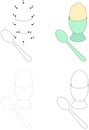 Cartoon soft-boiled egg and spoon. Dot to dot game for kids