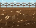 Cartoon Soil with Dead Animals Card Background. Vector