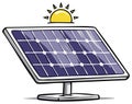 Cartoon solar panel absorbing sunlight for renewable energy generation illustration Royalty Free Stock Photo