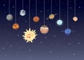 Cartoon solar system planets. Astronomical observatory small planet pluto, venus mercury neptune uranus Royalty Free Stock Photo