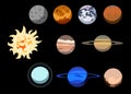 Cartoon solar system planets. Astronomical observatory small planet pluto, venus mercury neptune uranus meteor crater and star Royalty Free Stock Photo