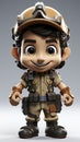 Cartoon Soldier Character in Camouflage Uniform.