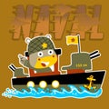 Cartoon soldier on gunboat vector image