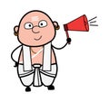 Cartoon South Indian Pandit Announcing with Loudhailer Royalty Free Stock Photo