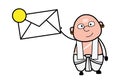 Cartoon South Indian Pandit holding Envelope