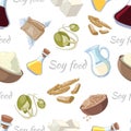 Cartoon soy food seamless pattern