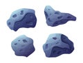 Cartoon space asteroid. Vector set of isolated stones with bumps, a flying meteorite. Royalty Free Stock Photo