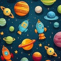 Cartoon Space Objects In Space Royalty Free Stock Photo