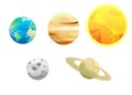 Cartoon space planets of solar system. Earth, yupiter, sun, moon, saturn. Royalty Free Stock Photo