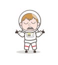 Cartoon Spaceman Behaving Like Don`t Know Anything Vector Illustration