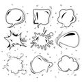 Cartoon speech bubble black white vector set