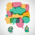 Cartoon speech bubbles with owls. Different sizes and forms. Royalty Free Stock Photo