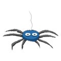 Cartoon spider hanging on a cobweb. Vector illustration. Hand drawing Royalty Free Stock Photo