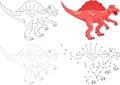 Cartoon Spinosaurus. Vector illustration. Dot to dot game