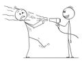 Cartoon of Spiteful Man Blowing at Another Man With Hairdryer Royalty Free Stock Photo