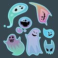 Cartoon spooky ghost character scary holiday monster costume evil silhouette creepy phantom spectre apparition vector