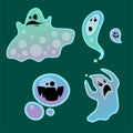 Cartoon spooky ghost character scary holiday monster costume evil silhouette creepy phantom spectre apparition vector