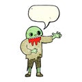 cartoon spooky zombie with speech bubble Royalty Free Stock Photo