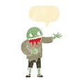 cartoon spooky zombie with speech bubble Royalty Free Stock Photo