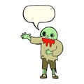 cartoon spooky zombie with speech bubble Royalty Free Stock Photo