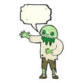 cartoon spooky zombie with speech bubble Royalty Free Stock Photo