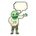 cartoon spooky zombie with speech bubble Royalty Free Stock Photo