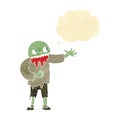 cartoon spooky zombie with thought bubble Royalty Free Stock Photo