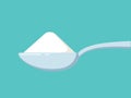 Cartoon spoon with salt or sugar. concept of teaspoon with yoghurt or sour cream for healthy cooking Royalty Free Stock Photo