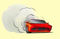 Cartoon Sport car fast drive drift red