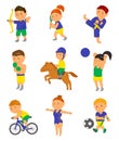 Cartoon sport kids. Vector illustration for 2016 brazil olympic game