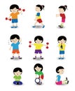 Cartoon sport people icon set