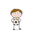 Cartoon Sportsman with Football Vector Illustration