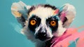 Colorful Lemur Digital Painting With Overexposure Effect Royalty Free Stock Photo