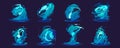 Cartoon sprite sheet of water tornado set