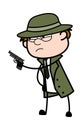 Cartoon Spy Pointing Gun