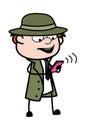 Cartoon Spy Watching Smartphone Royalty Free Stock Photo