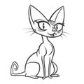 Cartoon spynx cat outlined. Vector illustration of sphinx cat for coloring book