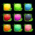 Cartoon square glossy buttons