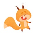 Cartoon Squirrel Animal Walking Along the Forest Vector Illustration