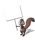 Cartoon Squirrel Holding a Blank Sign