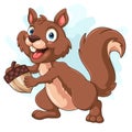 Cartoon squirrel holding a nut Royalty Free Stock Photo