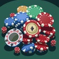 cartoon stack casino chips for poker game. illustration vector