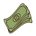 cartoon stack money dollar bills cash Royalty Free Stock Photo