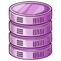 Cartoon Stack of Round Database Servers with Side Vents Illustration Royalty Free Stock Photo