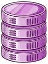 Cartoon Stack of Round Database Servers with Side Vents Illustration Royalty Free Stock Photo