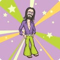 Cartoon standing bearded hippie Royalty Free Stock Photo