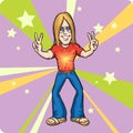 Cartoon standing cheerful hippie