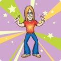 Cartoon standing cheerful hippie Royalty Free Stock Photo