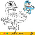 Cartoon standing Velociraptor coloring book page vector Royalty Free Stock Photo