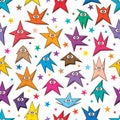 Cartoon star action seamless pattern